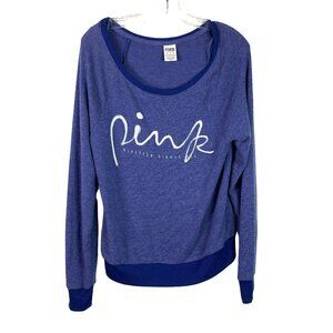 🟣🟣🟣 VICTORIA SECRET PINK Women's Size XS Navy Blue Crew Neck Sweatshirt